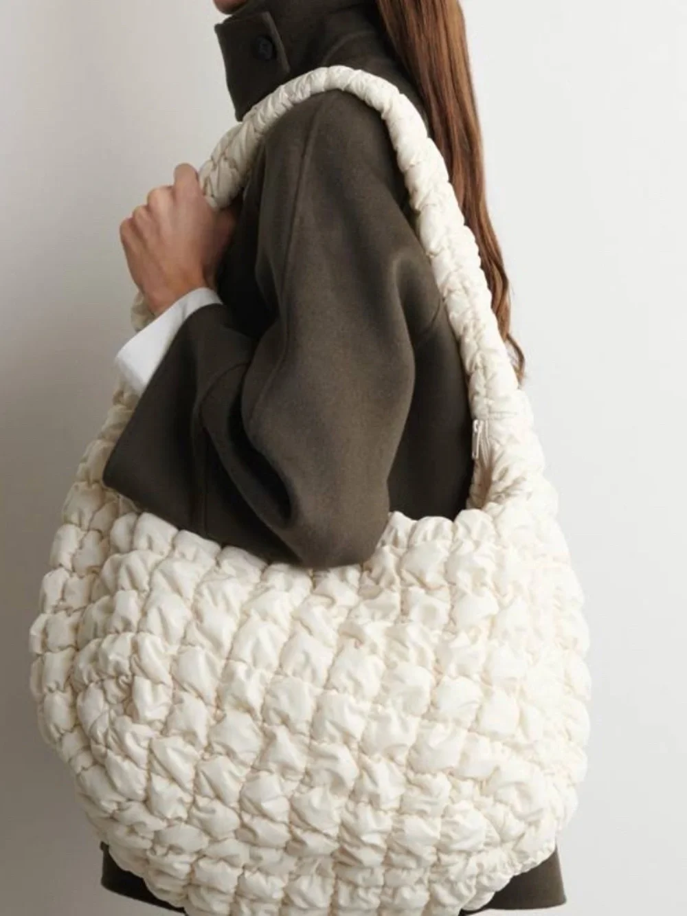 COS Oversized Quilted Black Puffer Hobo Bag - LIKE NEW